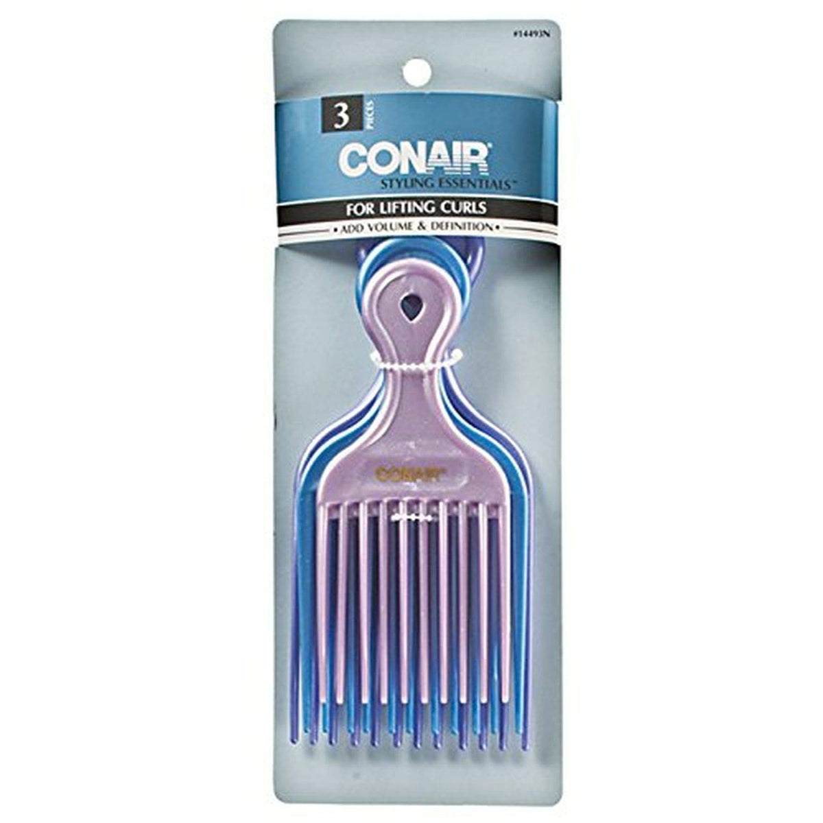 Conair 14493z three-piece hair lift combs for added volume in curly or layered cuts.