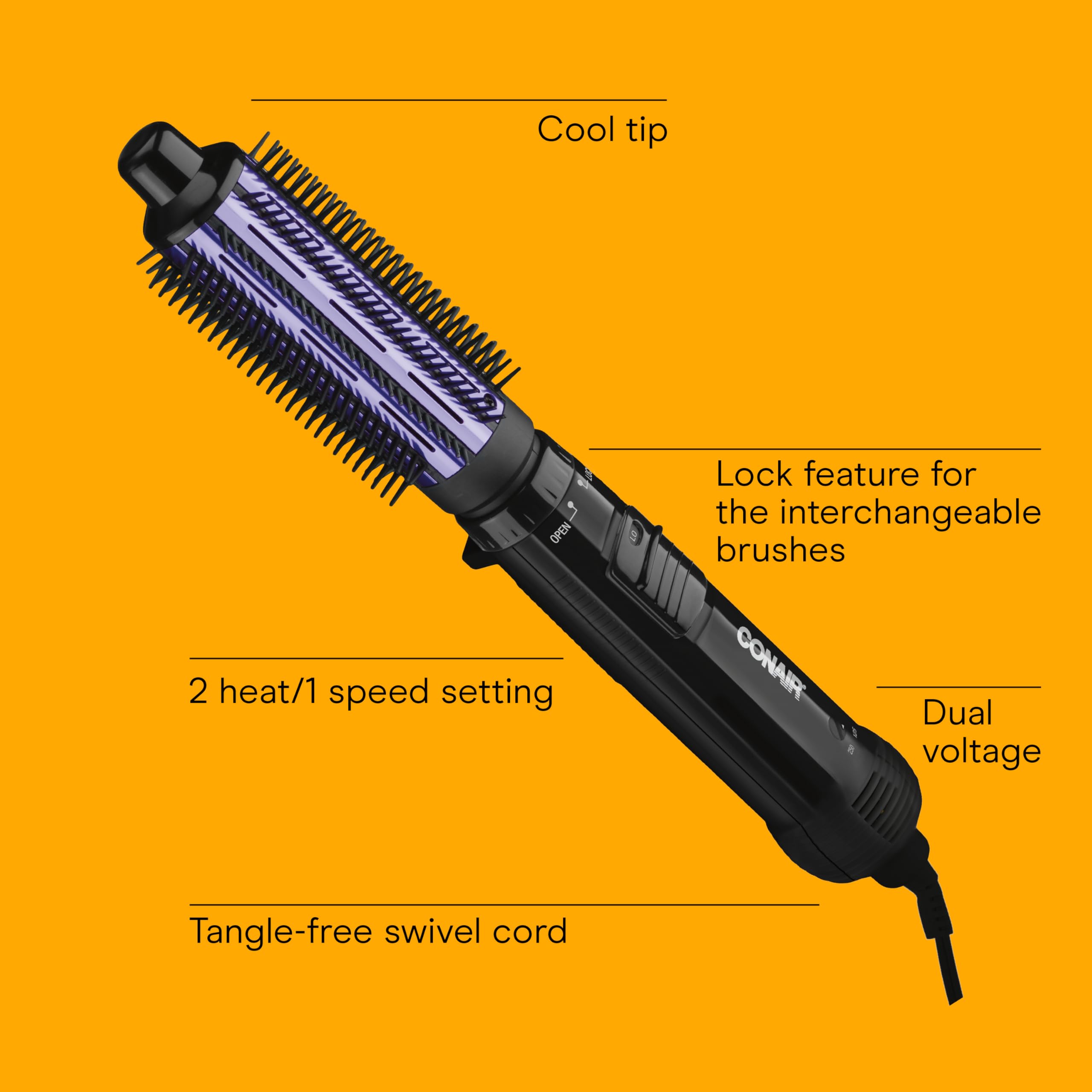 Conair 1.5-inch curl brush with nylon bristles for defined, voluminous curls