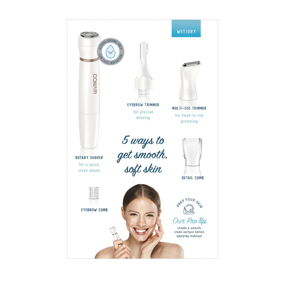 Conair All-In-1 rose gold design in white for portability.