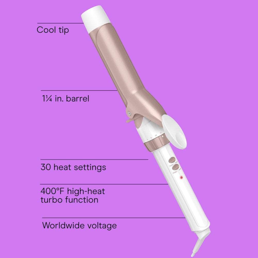 Ceramic plates provide even heat for smooth, uniform curls on the Conair iron