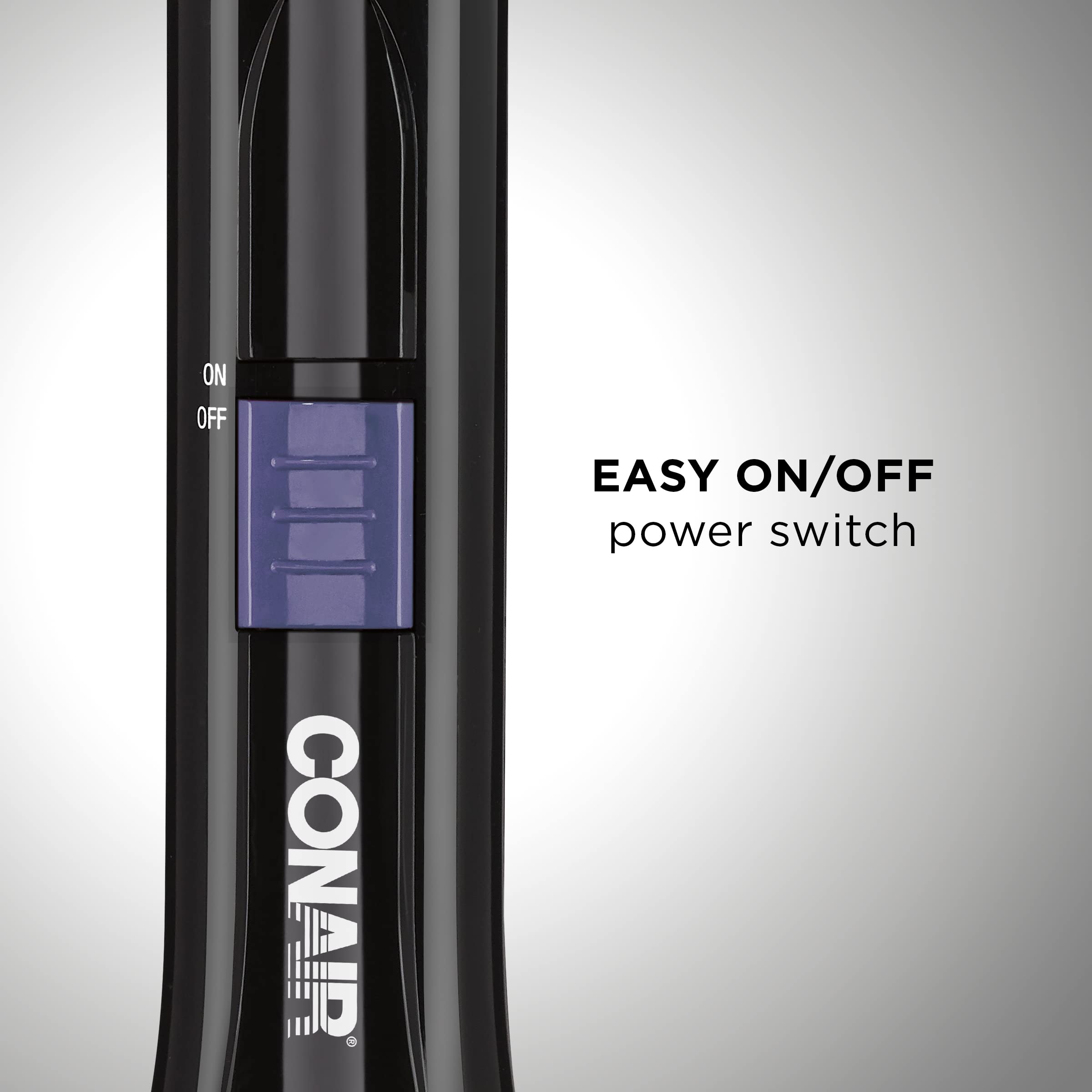 Cool tip provides safe, comfortable handling during styling.