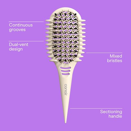 Conair Curl Define Pro detangler brush dual-vent closeup showing grooves