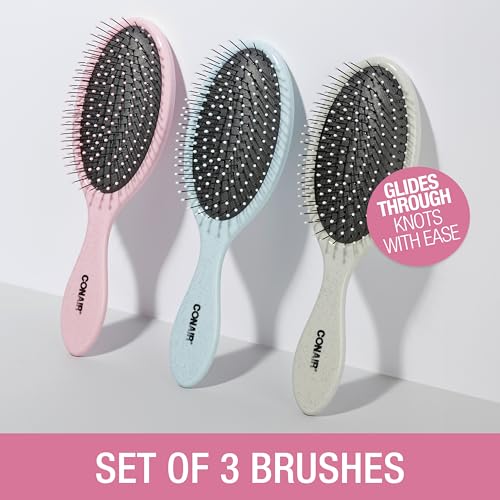 Conair detangling brush set 3-pack blue eases detangling on wet or dry hair.
