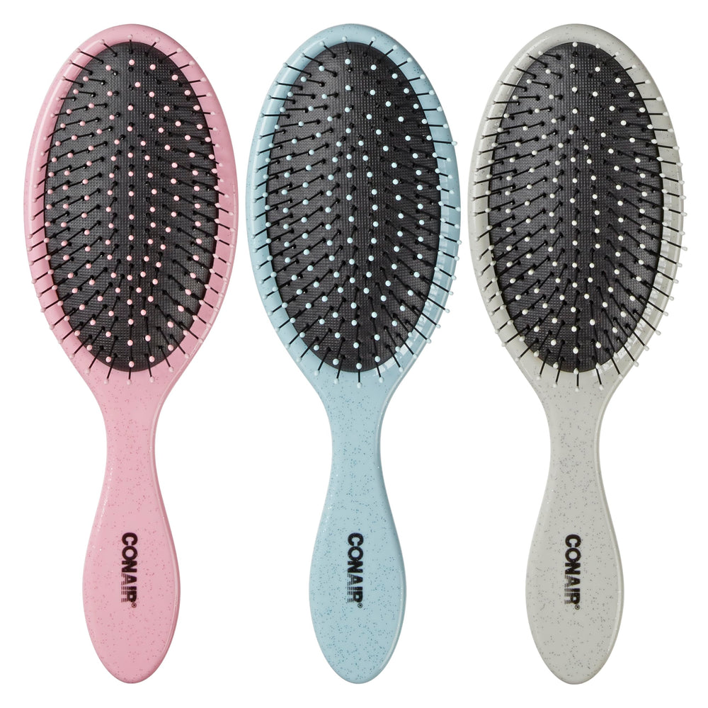 Conair detangling brush set 3-pack glitter silver glides through knots with ease.