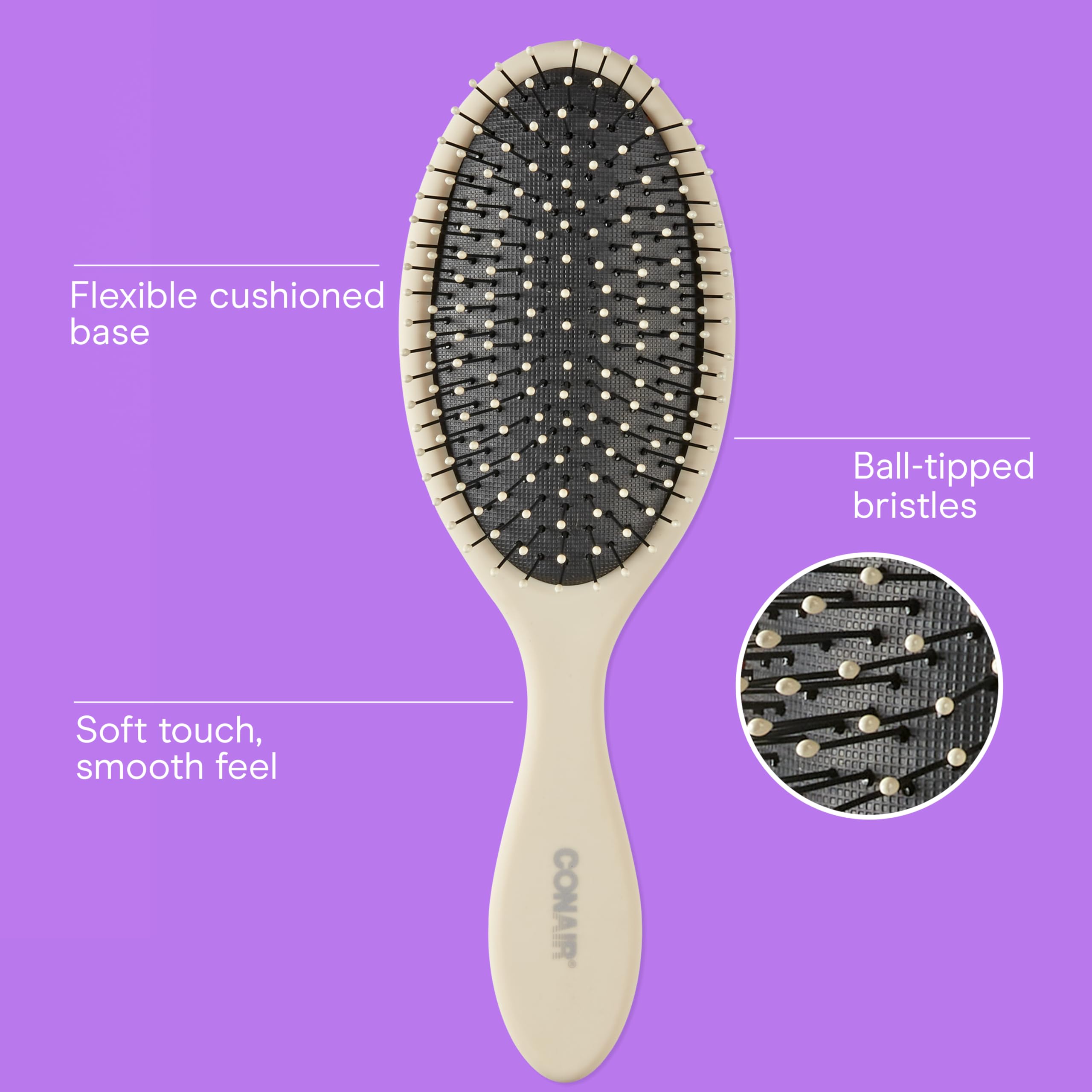 Conair Detangling Hair Brush Set in navy for smooth detangling on wet or dry hair.
