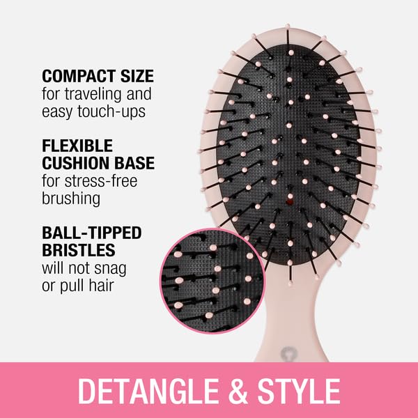 Conair Detangling Mini Brush Set ergonomic handle enables comfortable grip.