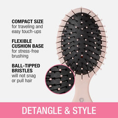 Conair Detangling Mini Brush Set ergonomic handle enables comfortable grip.