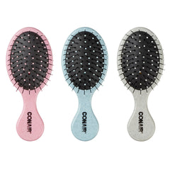 Conair Detangling Mini Brush set pink with glitter, gentle detangling for wet or dry hair.