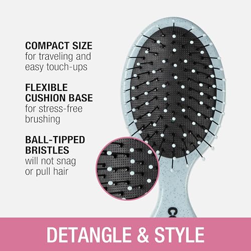 Conair Detangling Mini Brush set silver, ideal for easy styling on the go.