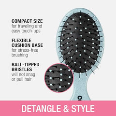 Conair Detangling Mini Brush set silver, ideal for easy styling on the go.