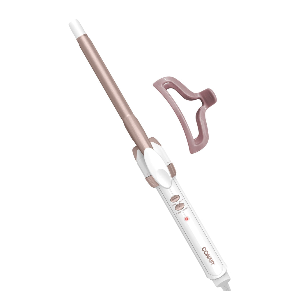 Conair Double Ceramic curling iron with bonus claw clip aiding precise sectioning for defined curls.