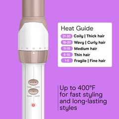 Conair Double Ceramic 1-Inch Curling Wand heats up to 400°F quickly for fast styling.