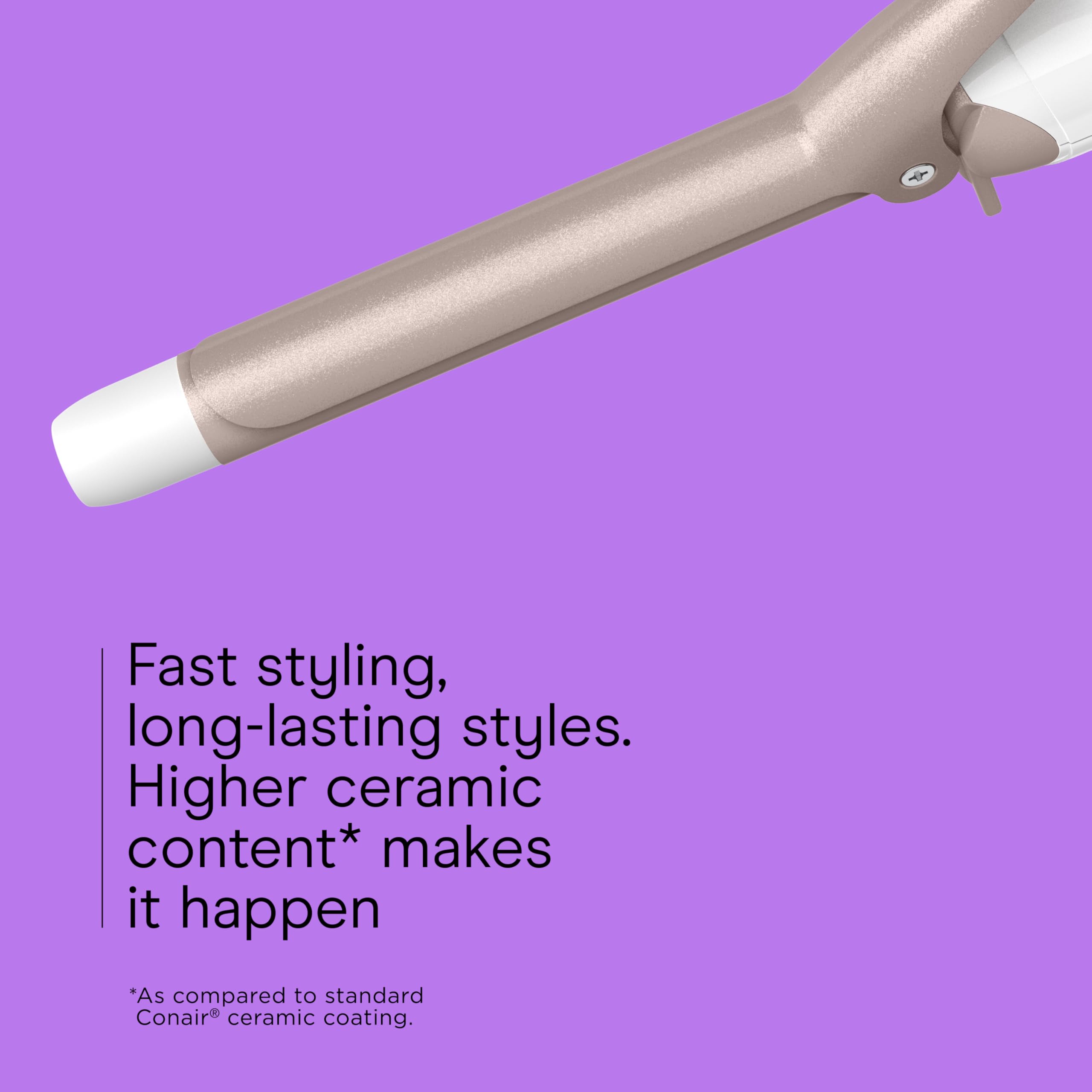 Conair Double Ceramic curling iron heat setting dial close-up for customizable styling.