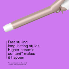 Conair Double Ceramic curling iron heat setting dial close-up for customizable styling.