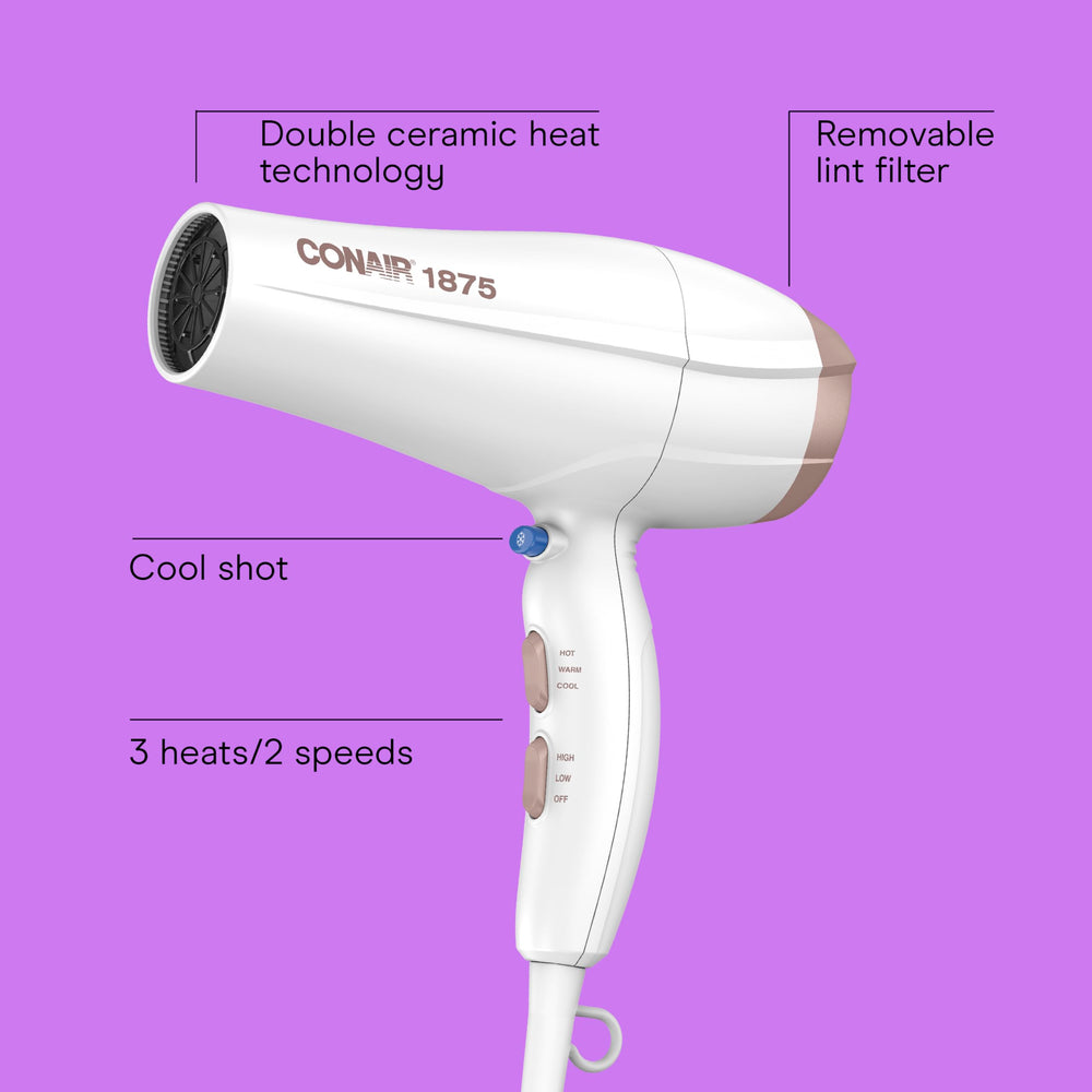 Conair Double Ceramic Hair Dryer concentrator attachment for smooth, sleek results.