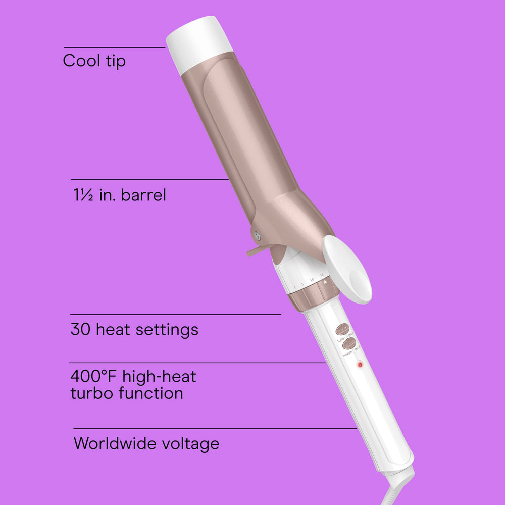 Close-up of the barrel and even-heat design for smooth results.