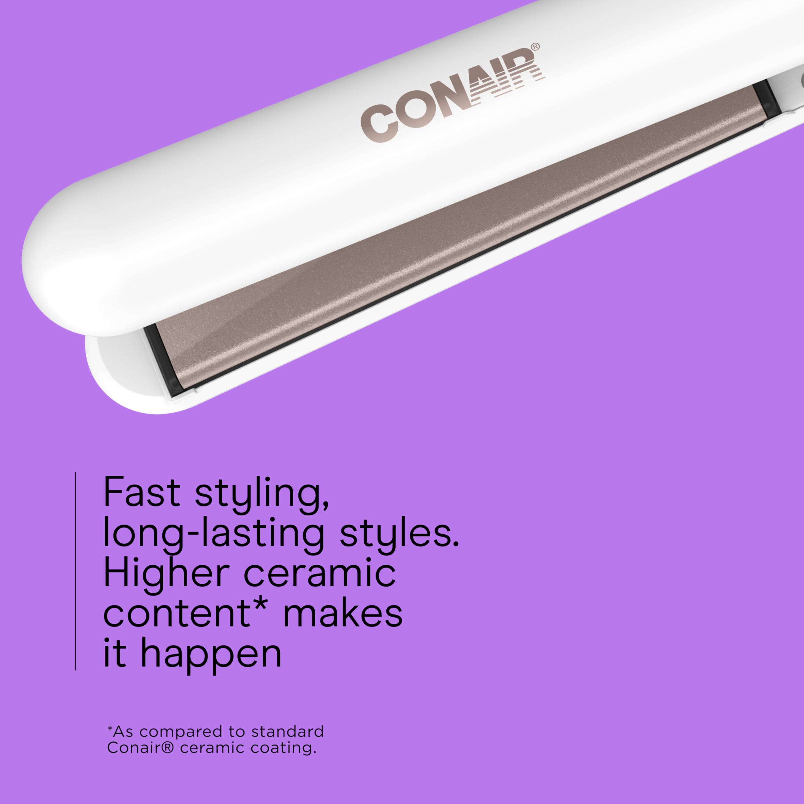 Conair Double Ceramic Flat Iron offers five heat settings up to 410°F for versatile styling.