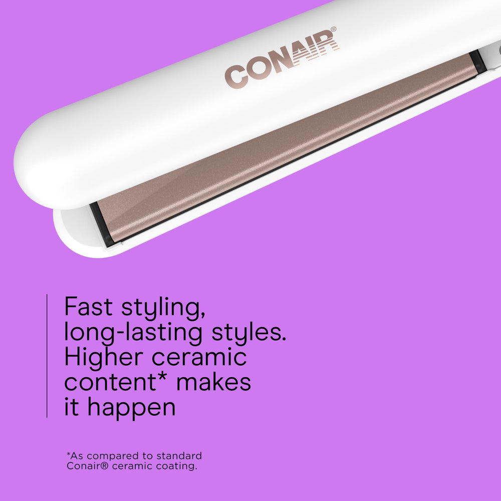 Conair Double Ceramic Flat Iron offers five heat settings up to 410°F for versatile styling.