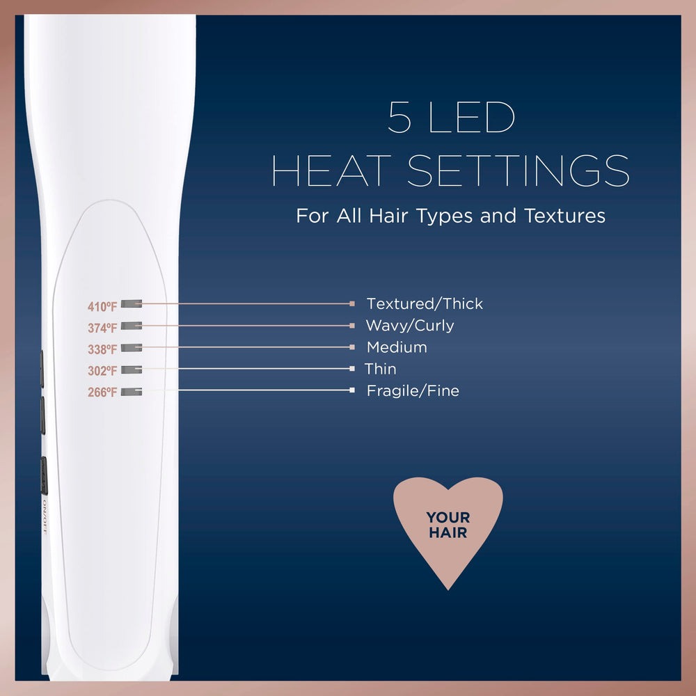 Conair heat settings up to 410°F for customizable styling.