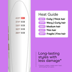 Conair flat iron heats up efficiently to 410°F for fast styling.
