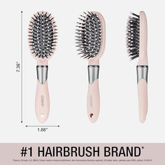 Compact, travel-friendly design of the Conair Velvet Touch Brush ideal for on-the-go touch-ups.