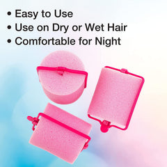 Conair jumbo rollers create retro curls with comfortable self-fastening foam.