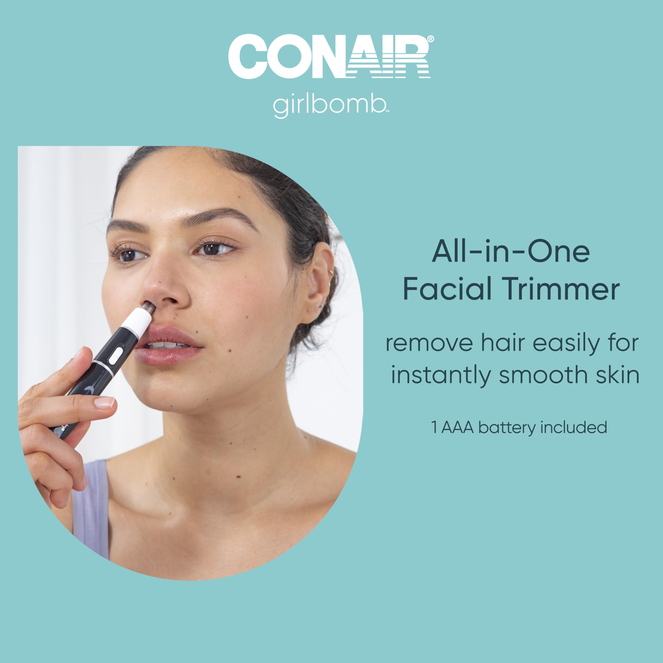 Conair GIRLBOMB battery-powered cordless grooming with AAA battery included.
