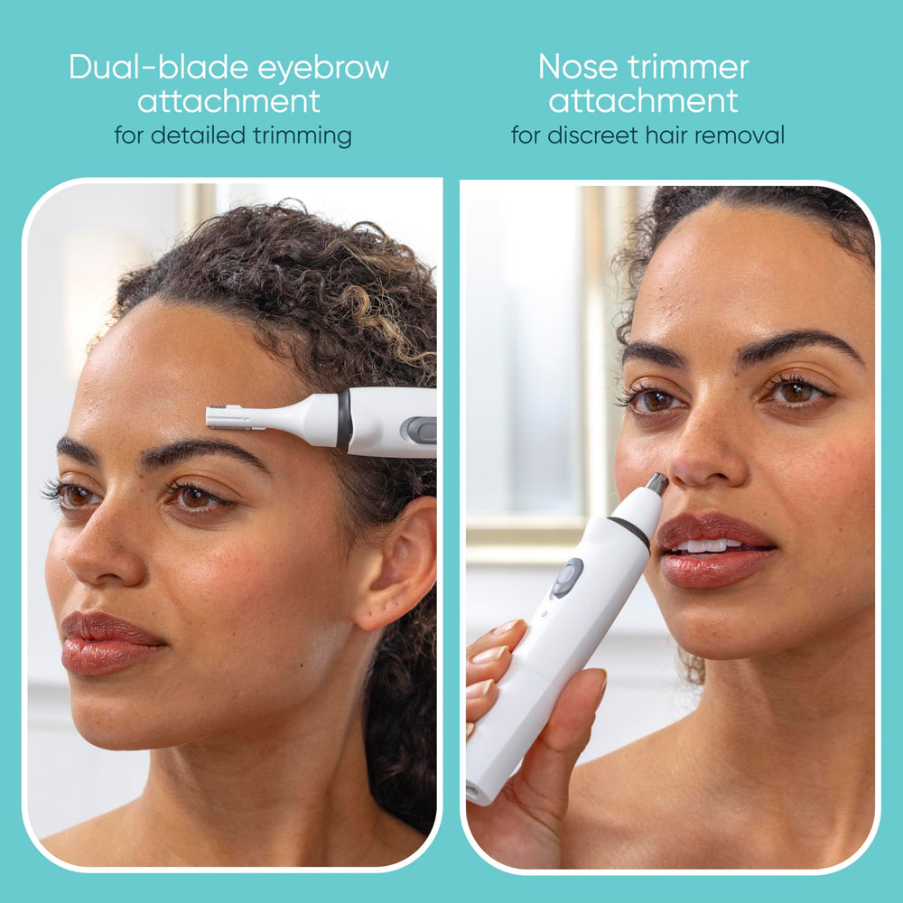 Conair GIRLBOMB eyebrow trimmer with guide for defined brows.