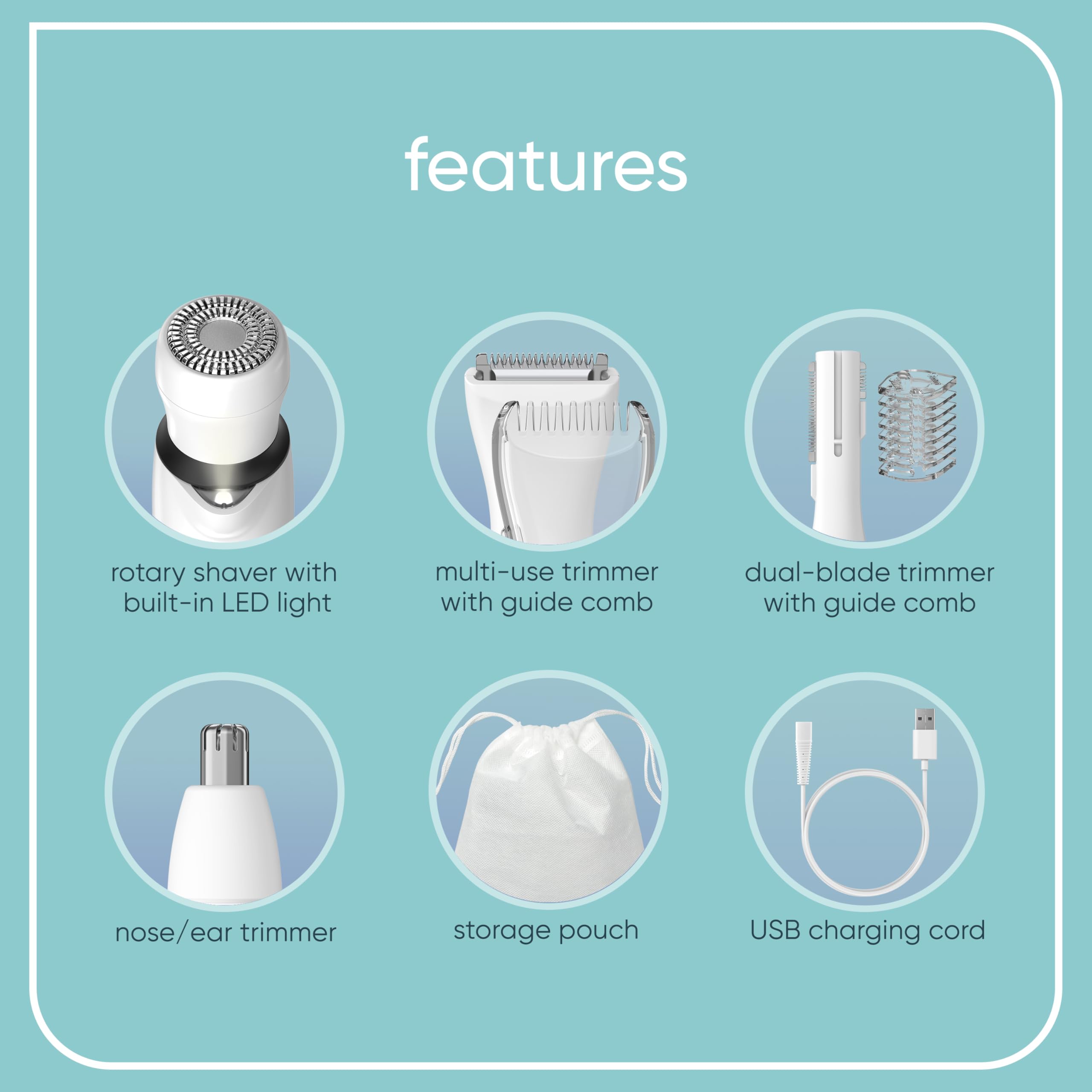 Conair GIRLBOMB hypoallergenic rotary shaver for gentle facial hair removal.