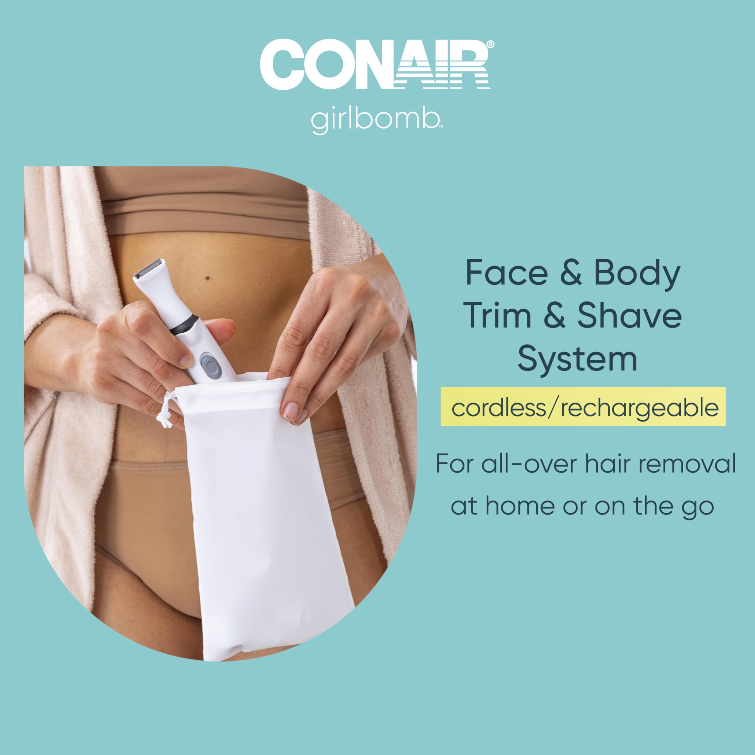 Conair GIRLBOMB storage pouch keeps attachments organized.