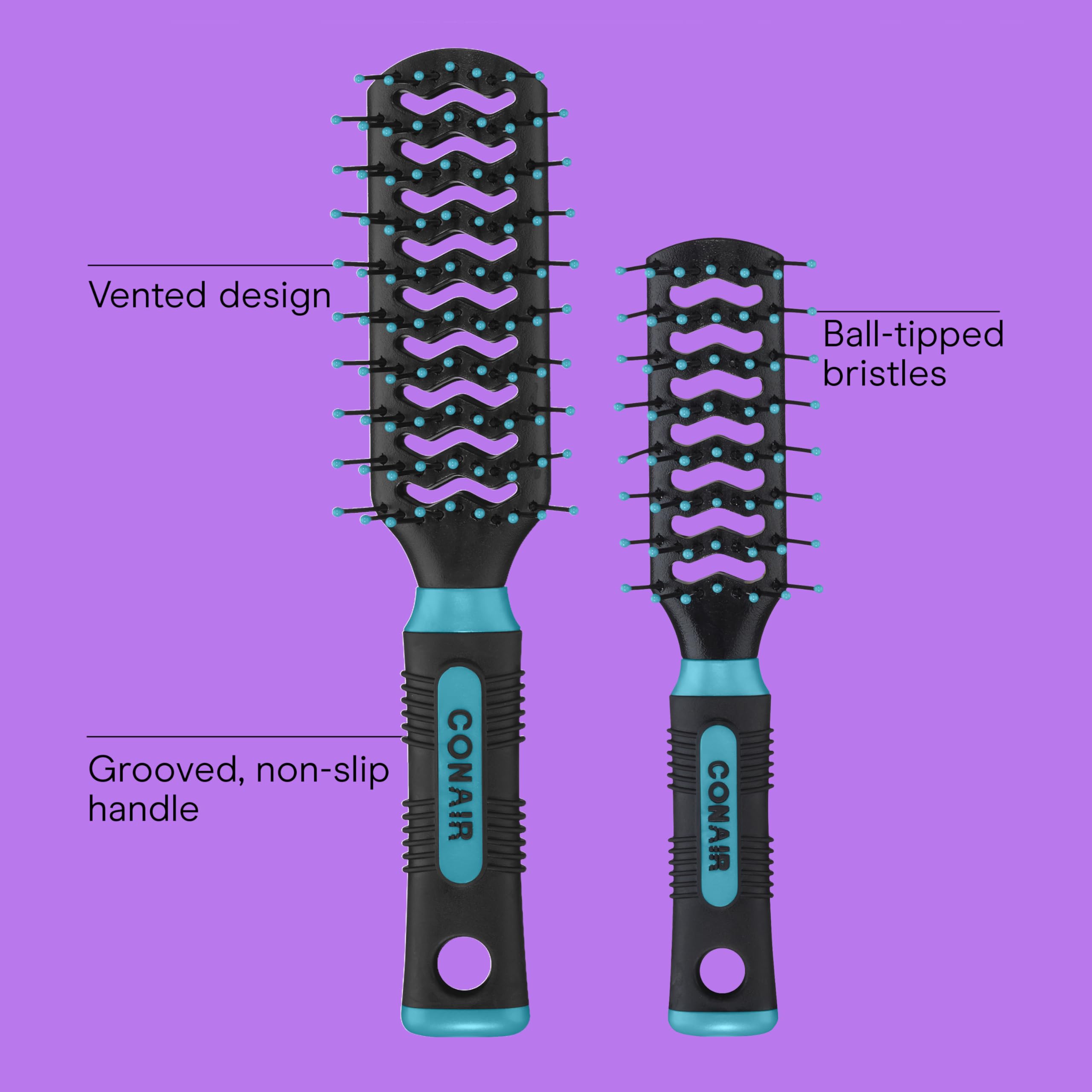 Conair Grip and Lift vent hairbrush mid-size ideal for on-the-go styling.