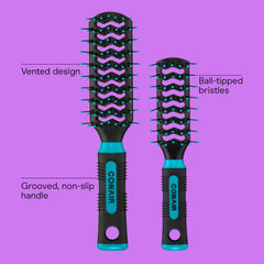 Conair Grip and Lift vent hairbrush mid-size ideal for on-the-go styling.