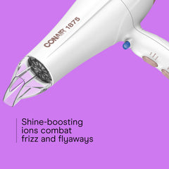 Conair Hair Dryer with 3 heat and 2 speed controls for versatile styling.