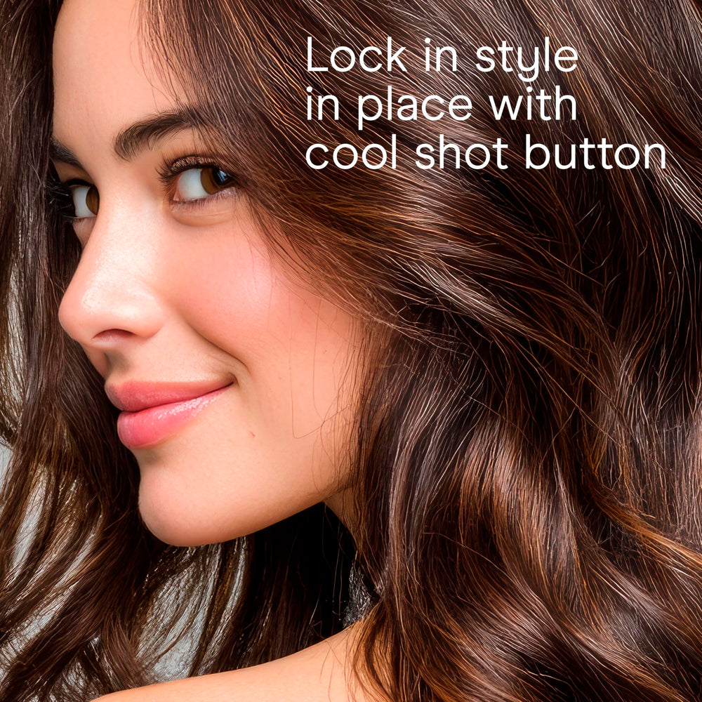Conair hair dryer cool shot button enables quick setting of styles.