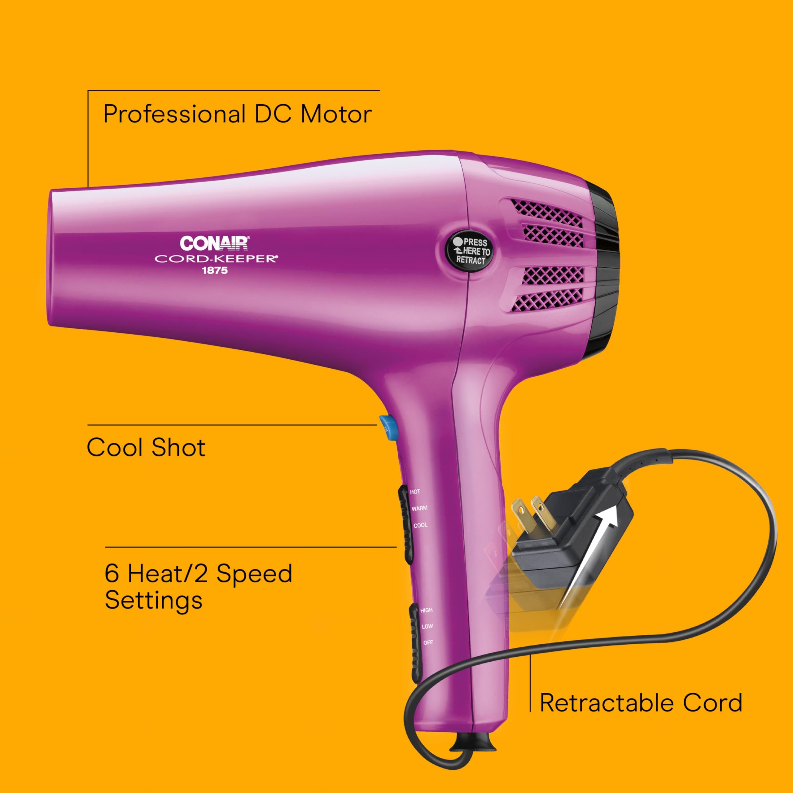 Conair diffuser attachment for curls and waves on the hair dryer.