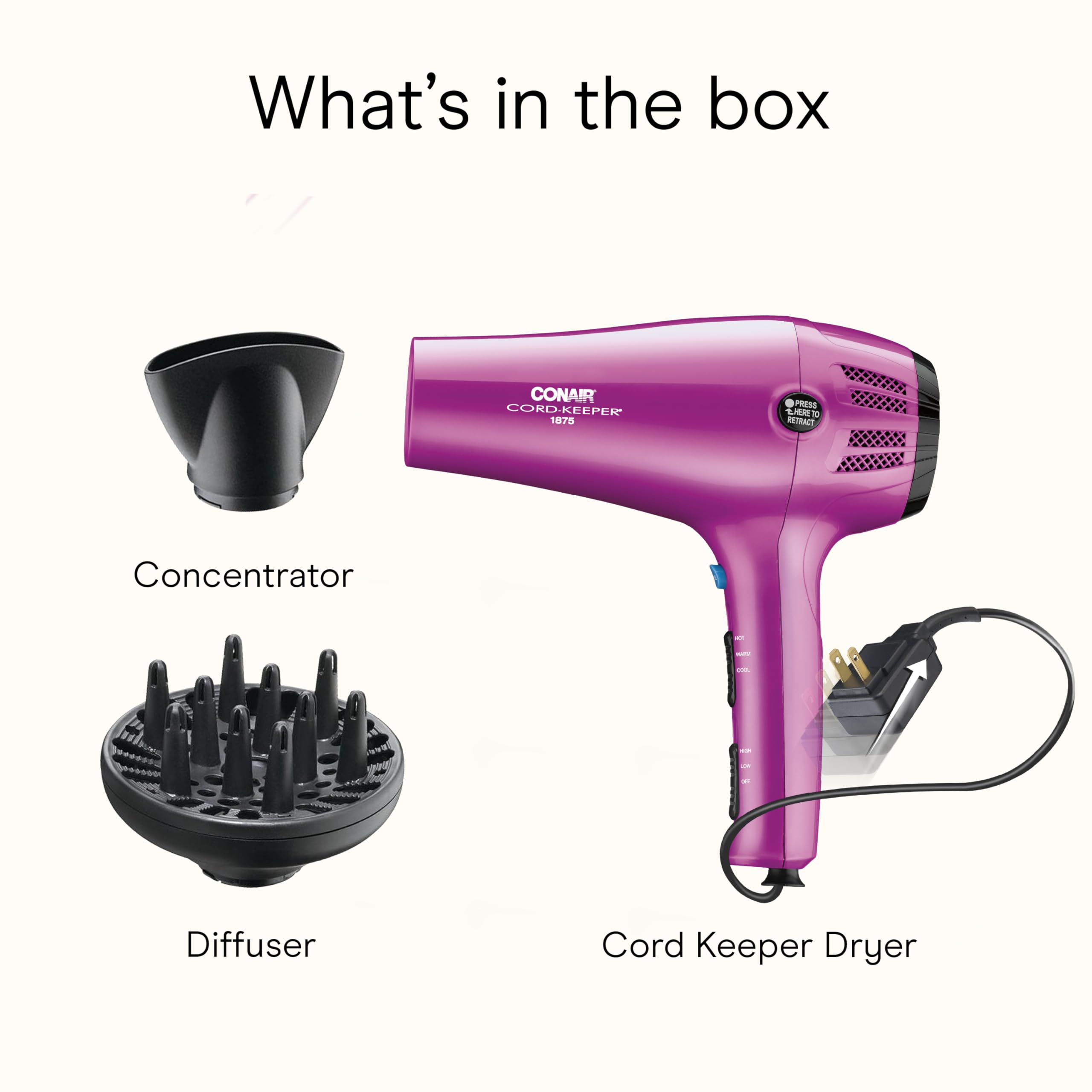 Diffuser attachment in use for defining curls and volume.