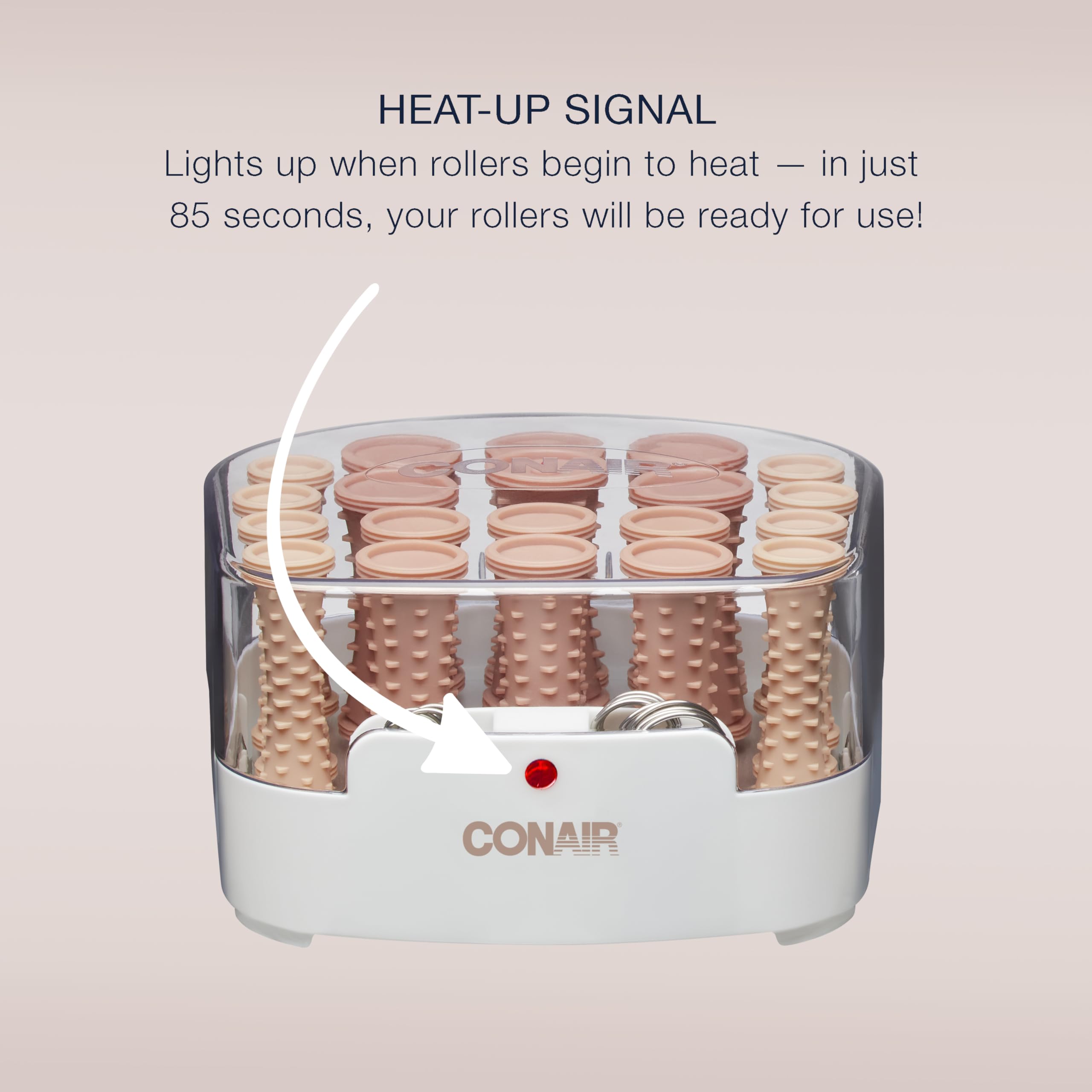 Conair ready indicator light signals heating status.