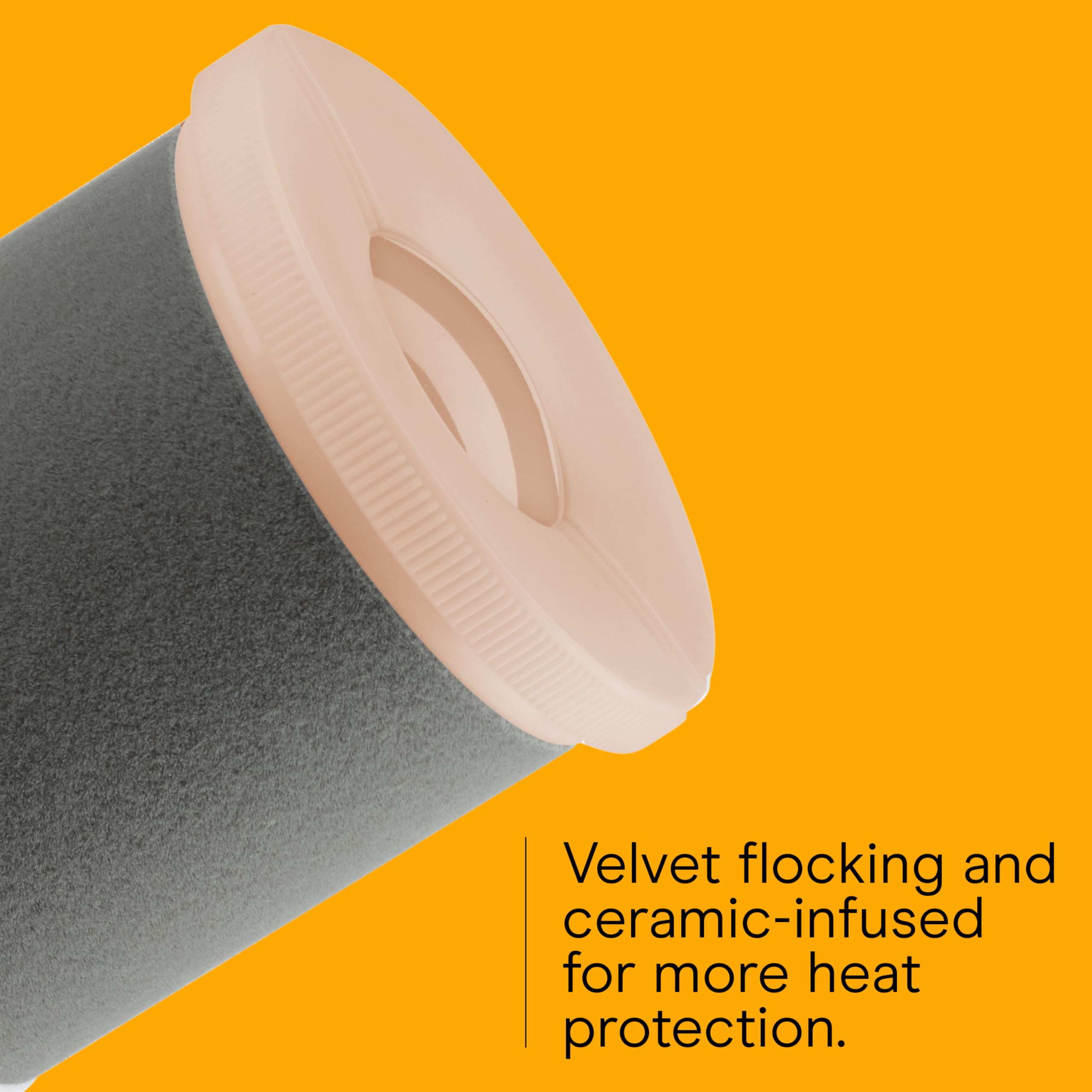 Five clips securely hold rollers for hands-free styling