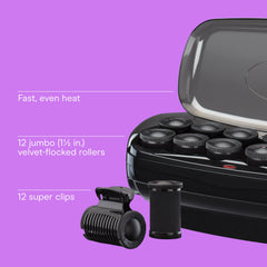 Conair velvet flocked finish on jumbo rollers for smooth styling