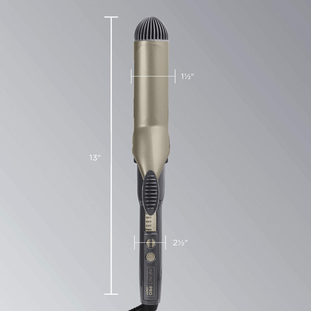 Conair InfinitiPro nano technology reduces frizz while boosting shine on the hair.