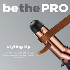 Conair INFINITIPRO Rose Gold Titanium curling iron features cool tip and auto-off for safety.