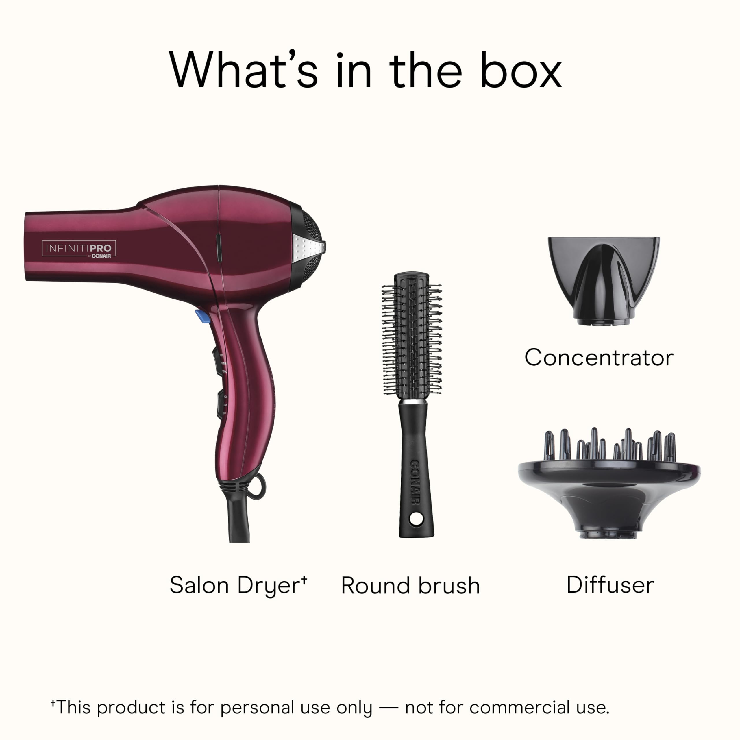 Conair Infiniti Pro fast drying airflow from roots to tips.