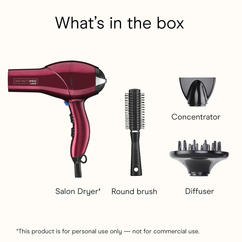 Conair Infiniti Pro fast drying airflow from roots to tips.