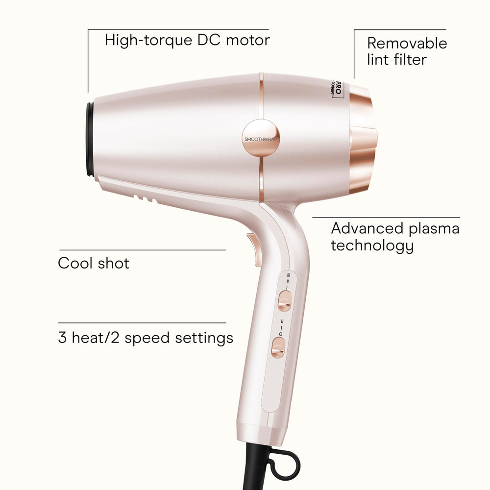 Conair Infiniti Pro SmoothWrap with ionic-ceramic technology aiding frizz reduction and shine.