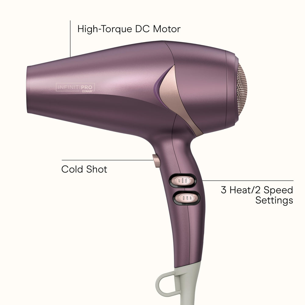 Conair Infiniti Pro Style & Shine dryer back view highlights ergonomic grip for comfortable use.