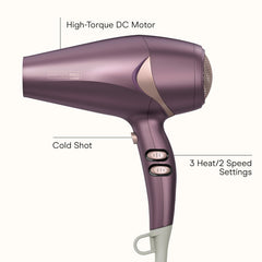 Conair Infiniti Pro Style & Shine dryer back view highlights ergonomic grip for comfortable use.