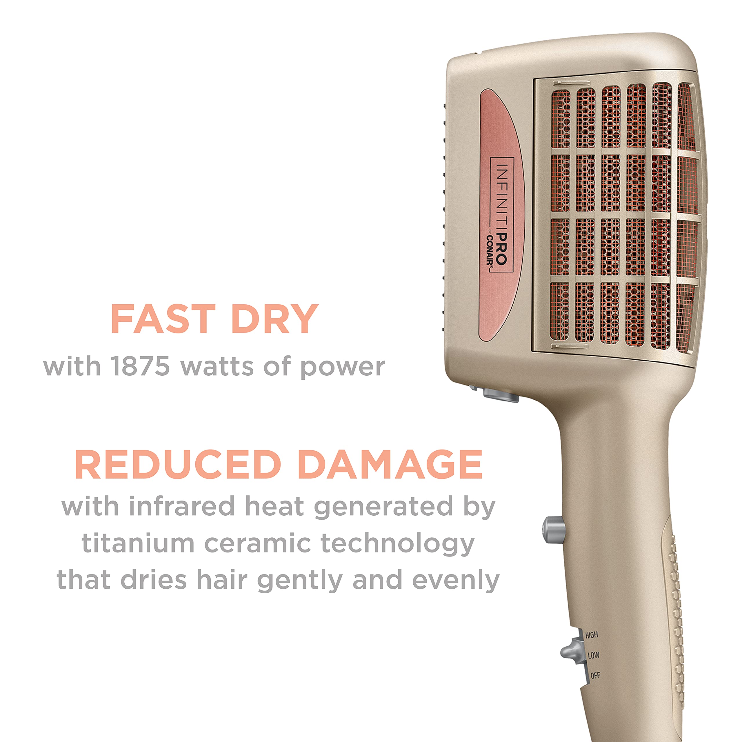 Conair InfinitiPRO boar and ball-tipped bristles add body and shine
