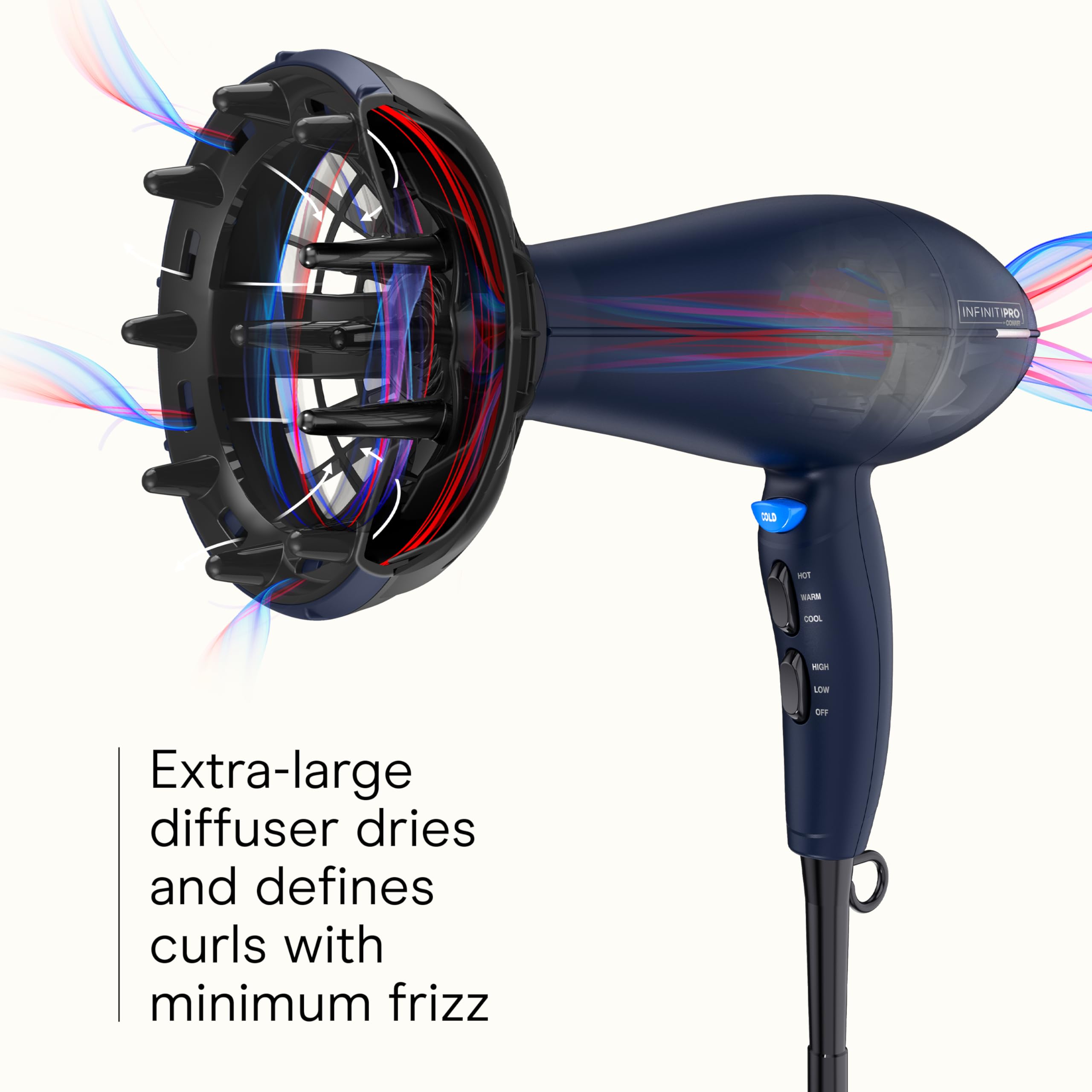 Conair InfinitiPRO ceramic infrared heat dries evenly with gentle warmth