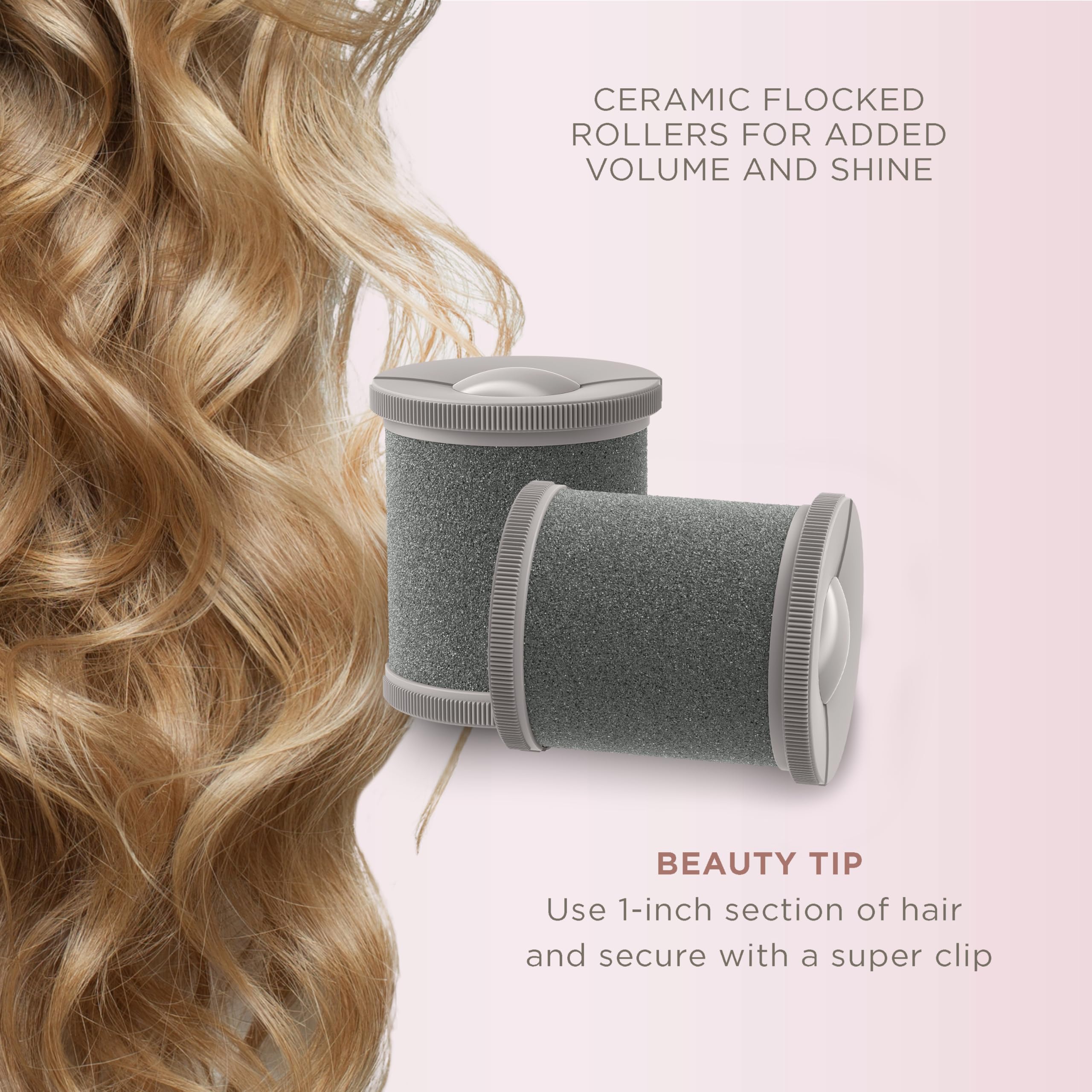 Thirteen-prong clips secure rollers for dependable hold during styling.