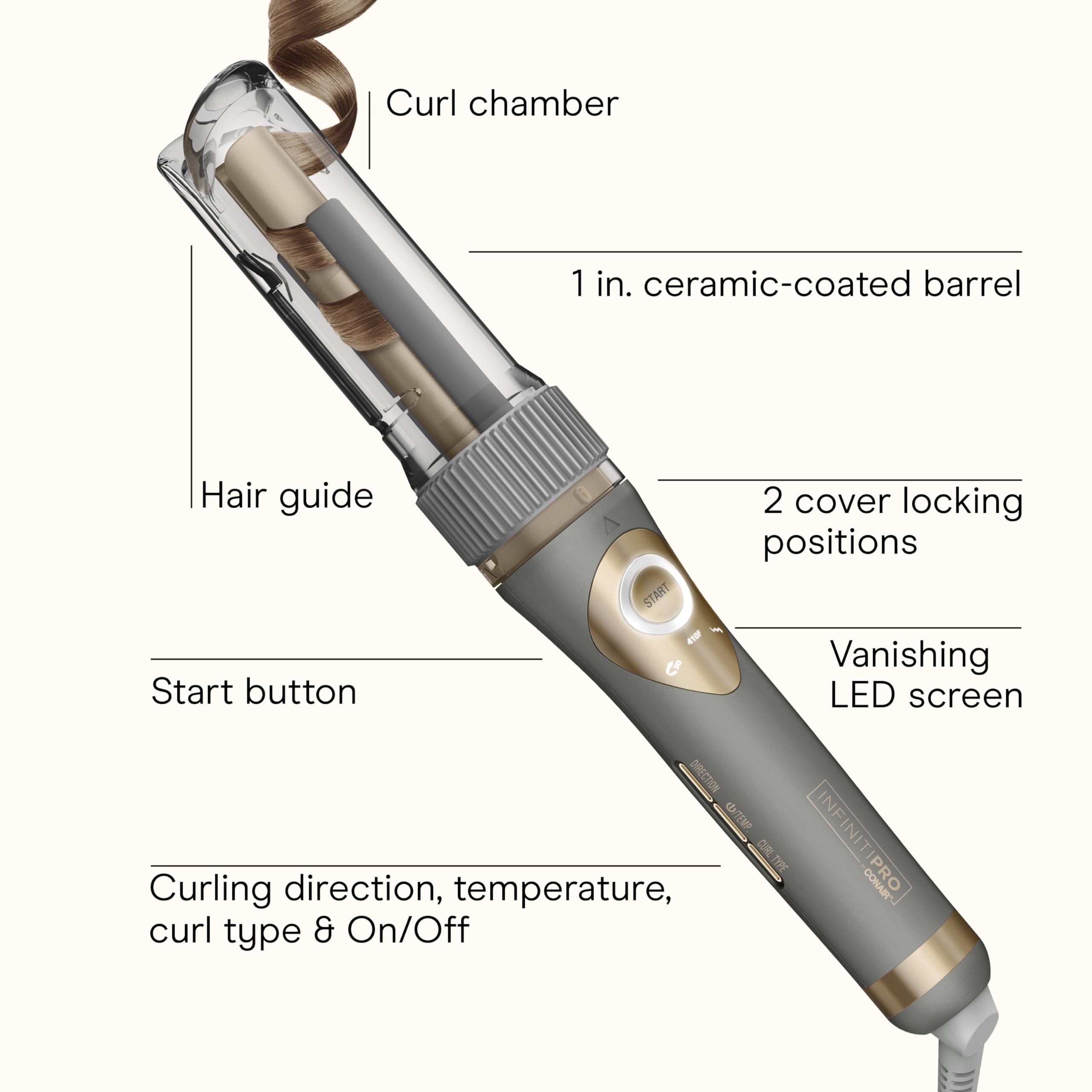 Conair INFINITI PRO Curl Secret three quarter inch barrel for versatile styling.